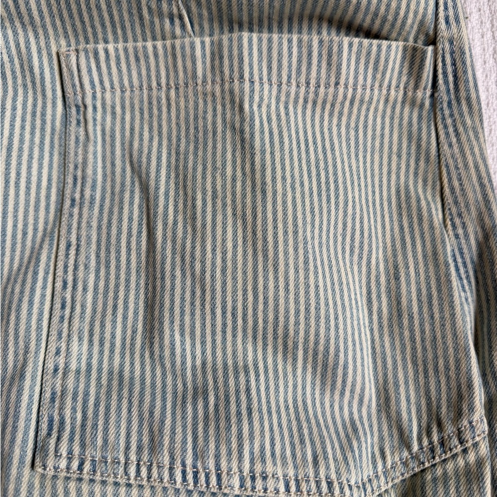 Free People ‘High Roller’ Railroad Blue & White Striped Jumpsuit Overalls -Small - Picture 6 of 7